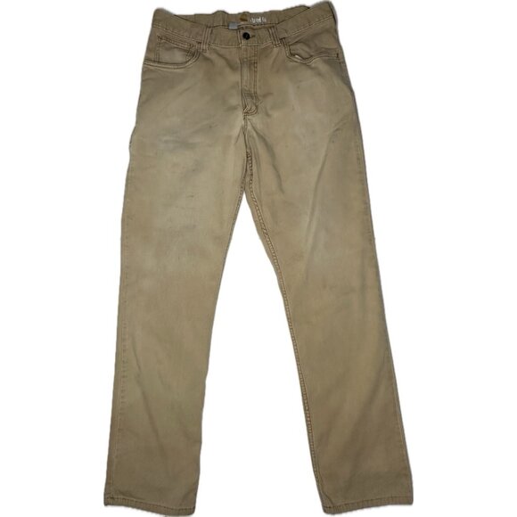 Carhartt Relaxed Fit Men's Khaki Canvas Work Pants Size 34x32 - Picture 2 of 9